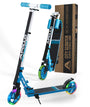 Apollo Skyracer City Roller mit LED Leuchträdern – Kinder & Teens. Schwarzer Scooter mit leuchtenden LED-Rädern für die Stadt.
