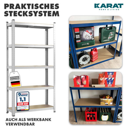KARAT TripleEckX Schwerlastregal 180 x 90 x 60 cm, verzinkt, 5 Böden