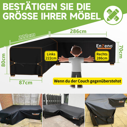 Enzeno Gartenmöbel Abdeckung L-Form Ecksofa wasserdicht 222x286x87 cm