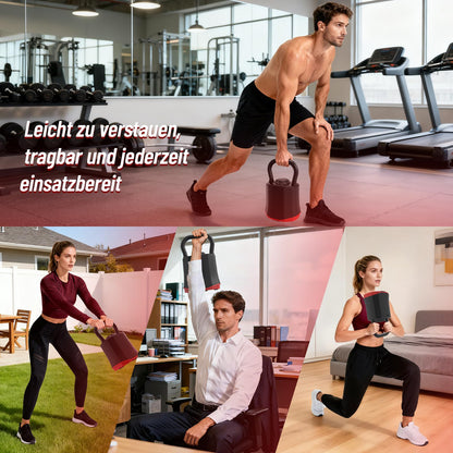 HXD-ERGO Verstellbare Kettlebell 6-in-1, 3–18 kg, Schnellwechsel