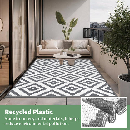 Habaylin Outdoor Teppich Wetterfest, Wendbar, 150x240 cm, Grau