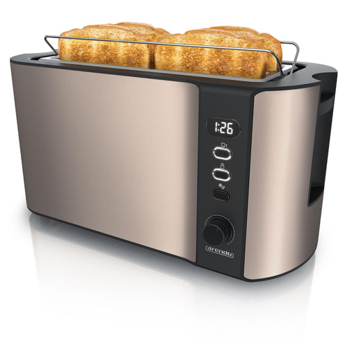 Arendo Frukost Langschlitztoaster für 4 Scheiben, Edelstahl Bronze