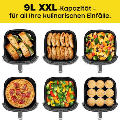 Dewelling Heissluftfritteuse XXL 9L Airfryer mit Sichtfenster