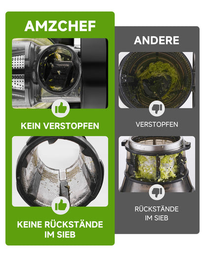 AMZCHEF Slow Juicer Saftpresse für Gemüse Obst - Mattschwarz