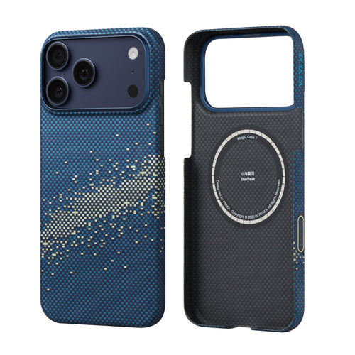 pitaka iPhone 17 Pro Max ultradünne Aramid Hülle - Milchstrasse. Dunkle, ultradünne Schutzhülle im Milchstrassen-Design für iPhone 17 Pro Max.