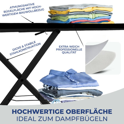 STAHLMANN Bügelbrett SC7598, 120 x 38 cm, höhenverstellbar, schwarz