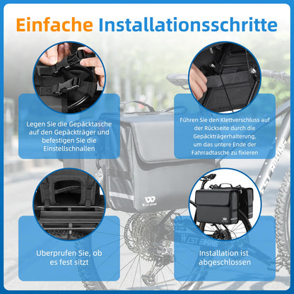 XIQI Gepäckträgertasche Doppeltasche 36L wasserdicht Grau