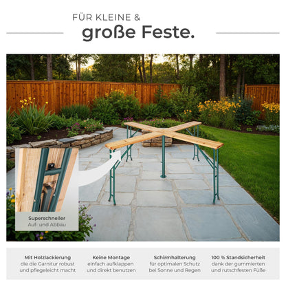 tectake® Stehtisch Quattro XXL Klapptisch - Holz outdoor