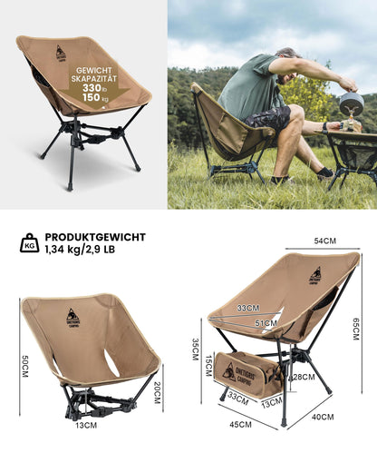 OneTigris TIGERBLADE Campingstuhl faltbar 150 kg, Kojote Braun