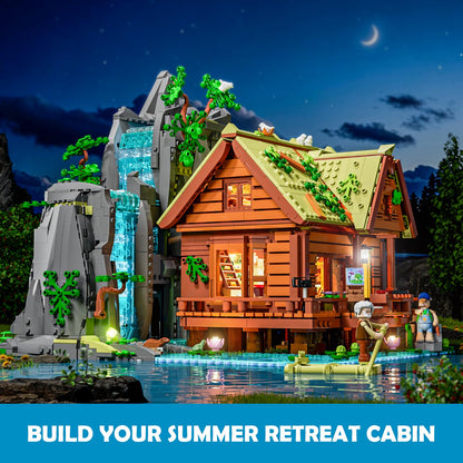 Lumibricks Waterfall Cabin Bauset mit LED-Licht, 2539 Teile