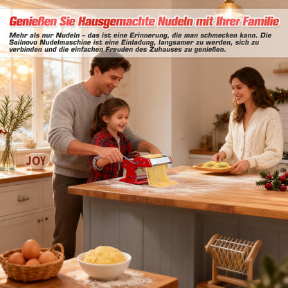 Sailnovo Nudelmaschine Pasta Maker 180, manuell, 9 Stärken, rot