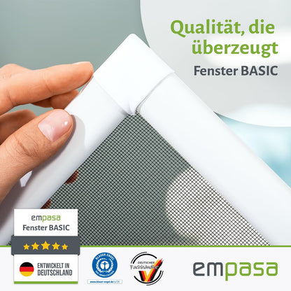 empasa Insektenschutz Fenster Basic mit Alurahmen, 130 x 150 cm, weiss