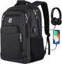 Marcello Laptop Rucksack 17,3 Zoll mit USB-Ladeanschluss, Retro-Schwarz und atmungsaktiver Netzrückseite