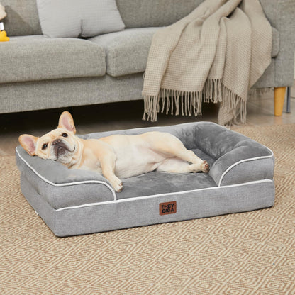 EHEYCIGA Orthopädisches Hundebett Memory Foam waschbar 91x68cm Grau