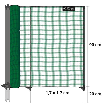 VOSS.farming Begrenzungszaun Classic Kleintiernetz, 25 m, grün