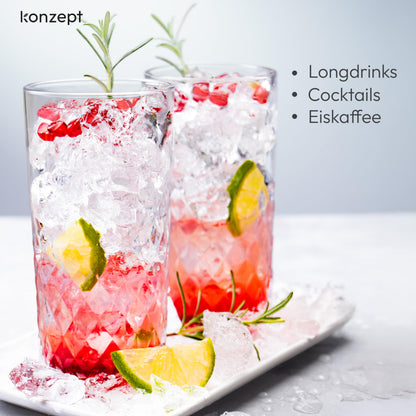 Konzept 11 Trinkgläser Set 12-teilig, 300 ml, transparent geriffelt