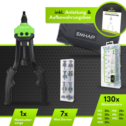 EMHAP Nietmutternzange Set PREMIUM M3-M12 inkl. Organizer