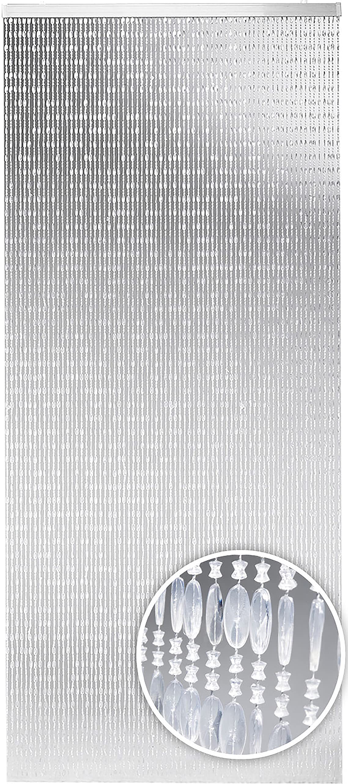 Kobolo Perlenvorhang Diamonds Türvorhang 90x200 cm transparent, Kunststoffperlen mit Metallösen