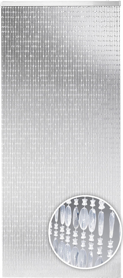 Kobolo Perlenvorhang Diamonds Türvorhang 90x200 cm transparent, Kunststoffperlen mit Metallösen