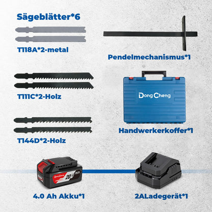 Dong Cheng Akku-Stichsäge DCMQ85 18V bürstenlos mit 4Ah Akku
