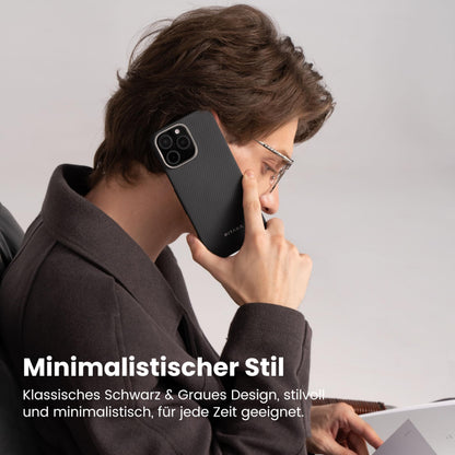 pitaka Ultradünne Aramidfaser Handyhülle iPhone 16 Pro - Schwarz/Grau