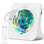 Greadio CD-Player tragbar mit Bluetooth, FM-Radio und Fernbedienung, weiss, transparente Staubschutzhülle