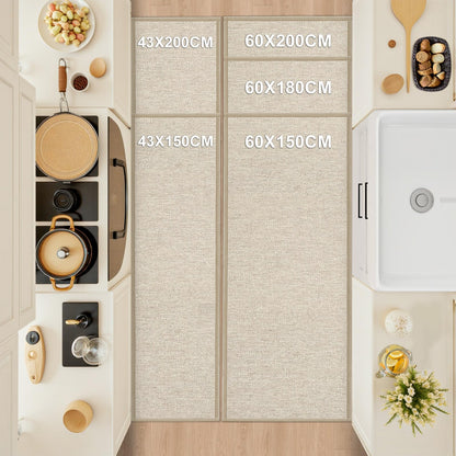 LEKEEPGO Küchenläufer waschbar rutschfest 43,5 x 150 cm Beige
