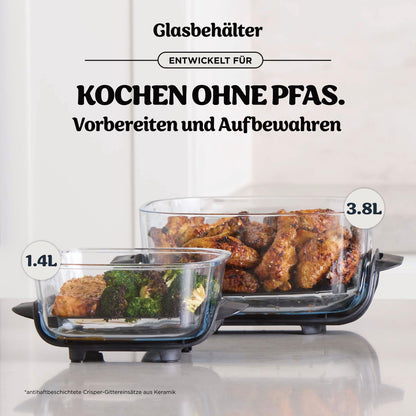 Ninja CRISPi Tragbare Heissluftfritteuse FN102EU, 3,8 l & 1,4 l, Weiss
