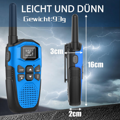 NXGKET Walkie Talkie 4er Set, aufladbar mit Akku und Taschenlampe