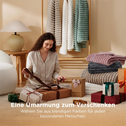 BEDSURE Kuscheldecke Flanell-Fleece, Sofadecke beige, 230 x 270 cm