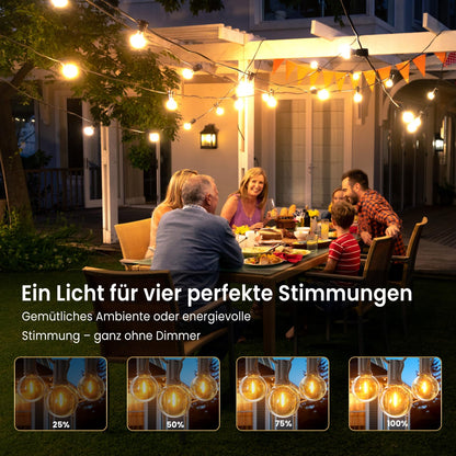 LONIUTO LED Lichterkette Outdoor 45 m mit 75 G40 Birnen, IP45