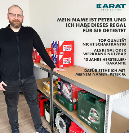 KARAT TripleEckX Schwerlastregal 180 x 90 x 60 cm, verzinkt, 5 Böden
