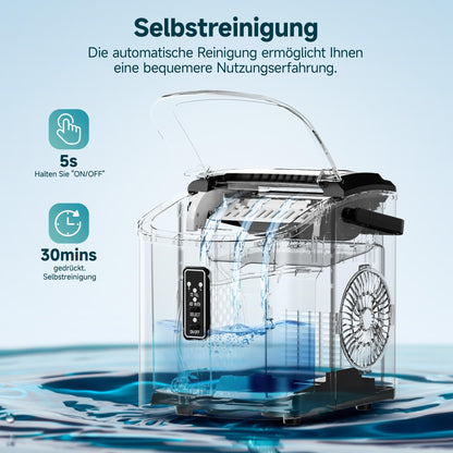EUHOMY Eiswürfelmaschine klein, 12 kg/Tag, selbstreinigend, schwarz