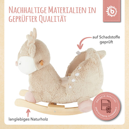 Bieco Plüsch Schaukeltier REH Holz Schaukelstuhl - 60 cm