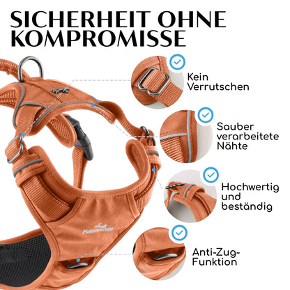 FREUDENTIER Clyde Hundegeschirr mit Mesh-Polsterung, Orange, M