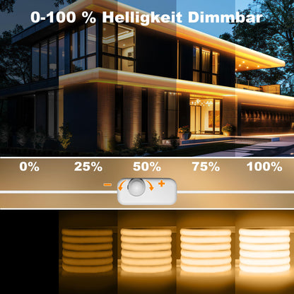 Gliztech COB LED Streifen 20 m, IP67 wasserdicht, 2700K warmweiss