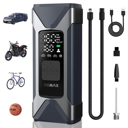 ASMAX T10 Elektrische Luftpumpe 160 PSI mit 7500mAh Akku – tragbarer Akku-Kompressor mit LED-Anzeige und Luftschlauch
