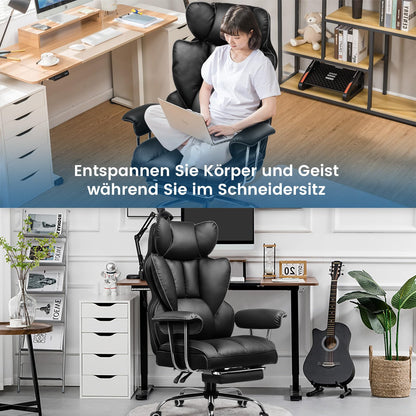 GTPLAYER Gaming Stuhl – Stoff Schwarz mit Fussstuetze
