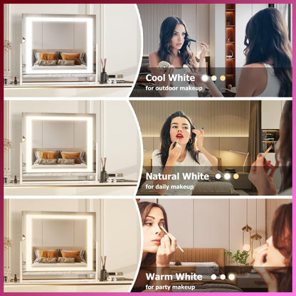 Hasipu LED Schminkspiegel 55x45 cm - 10x Vergrösserung Weiss