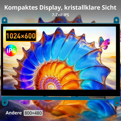 ELECROW 7 Zoll Touchscreen Monitor 1024x600 für Raspberry Pi