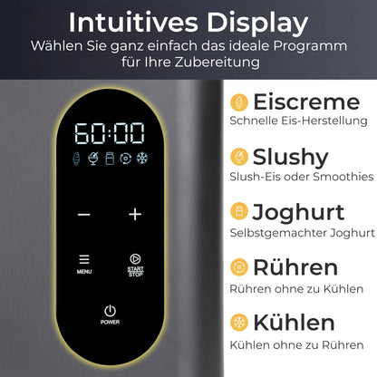 KLAMER 3-in-1 Eismaschine, Slushmaschine & Joghurtbereiter 1,5 L