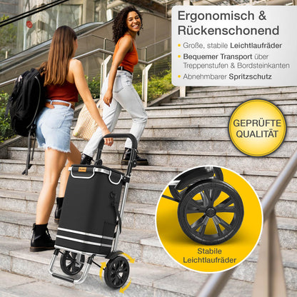 ELONEO Einkaufstrolley klappbar 3in1 mit Kühlfach, 56 l, schwarz