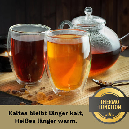 Creano Doppelwandige Trinkgläser 400 ml, 6er Set, spülmaschinenfest
