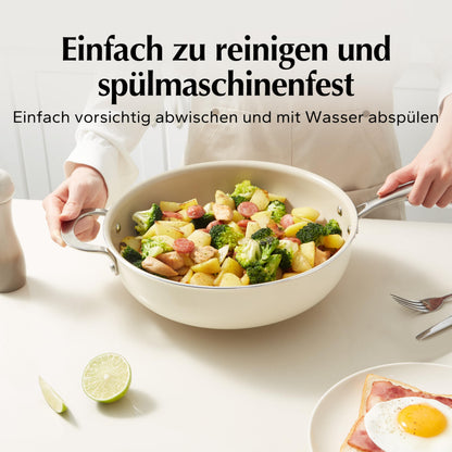 Redchef Bratpfanne 28cm Keramik Induktion Antihaft Beige mit Deckel