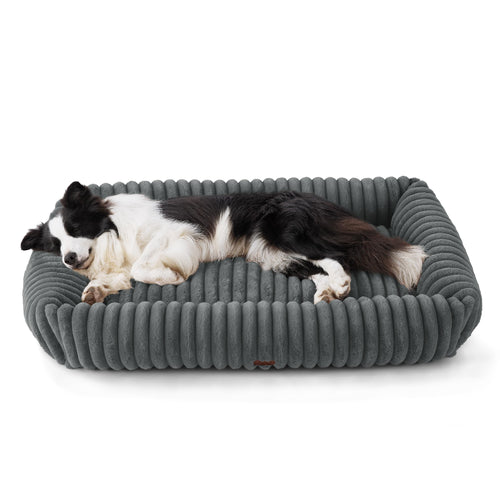 BEDSURE Orthopädisches Hundebett gross - Grau, 109x76x20cm. Graues, rechteckiges Hundebett zur Gelenkentlastung grosser Hunde.