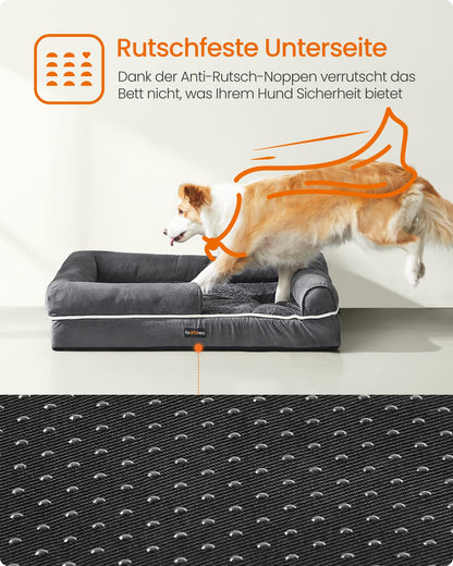 Feandrea Orthopädisches Hundebett, waschbar, 91 x 63 cm, dunkelgrau