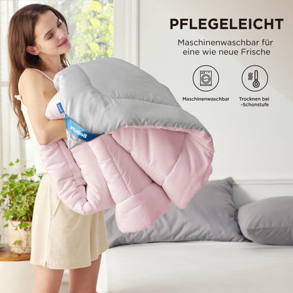BEDSURE Bettdecke 135x200 cm Ganzjahresdecke, Pinkesque/Grau