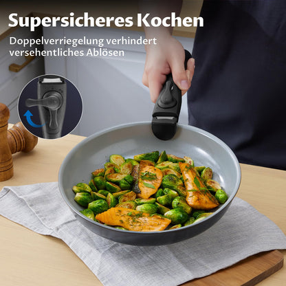BEZIA Keramik-Pfannenset Induktion 10-teilig – abnehmbare Griffe
