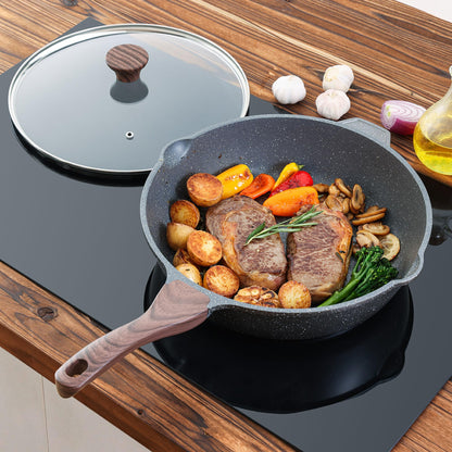 SENSARTE Antihaft Granitpfanne tief 28cm mit Deckel
