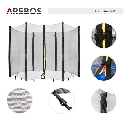 Arebos Trampolin Randabdeckung mit Netz 305 cm für 6 Stangen
